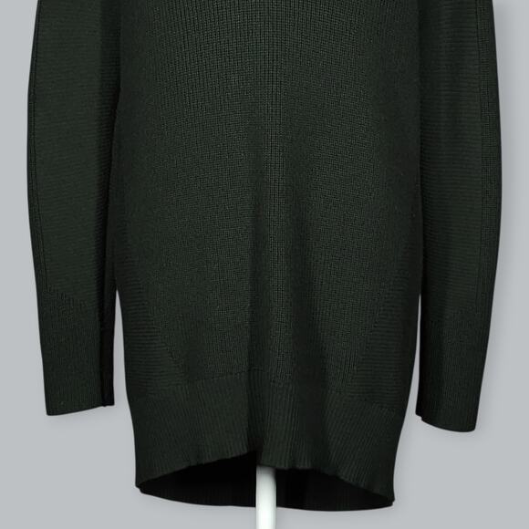 Athleta Sweater Womens XS Green Wool Blend V Neck Ribbed Tunic Pullover Merino - Picture 4 of 10